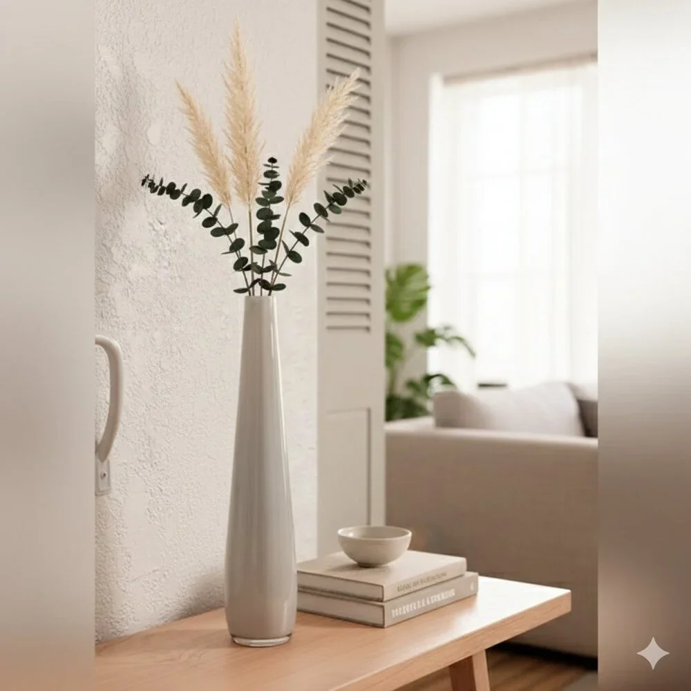 White glass tall vase made in poland rare
